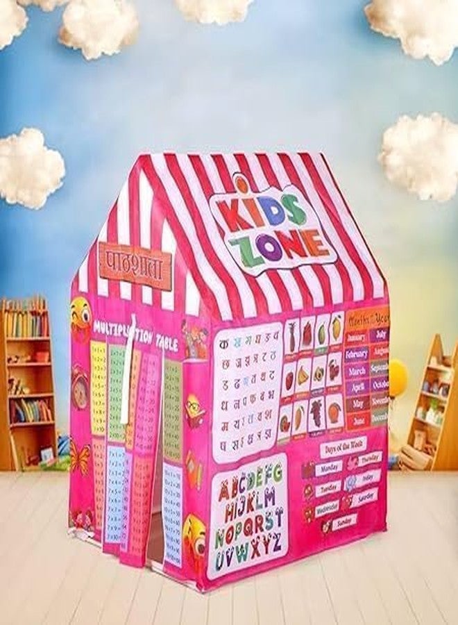 Yancorp Kids Educational Children's Indoor Tent, Multiplication Tables, English Alphabet, Hindi Alphabets, Days and Months Learning Chart, Pink - Image 5